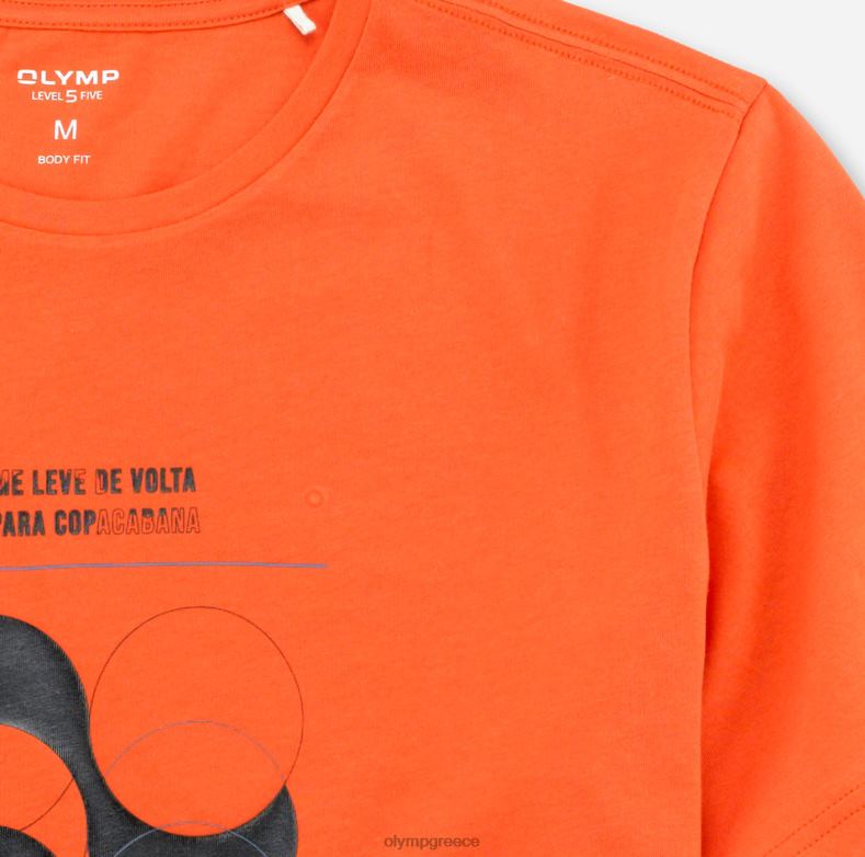 OLYMP Επίπεδο πέντε casual εφαρμογή σώματος, t-shirt, πορτοκαλί H240R2063 είδη ένδυσης