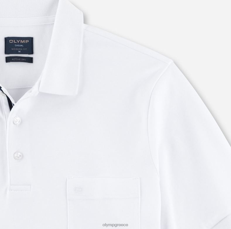 OLYMP casual μοντέρνα εφαρμογή, πόλο, λευκό H240R2076 είδη ένδυσης
