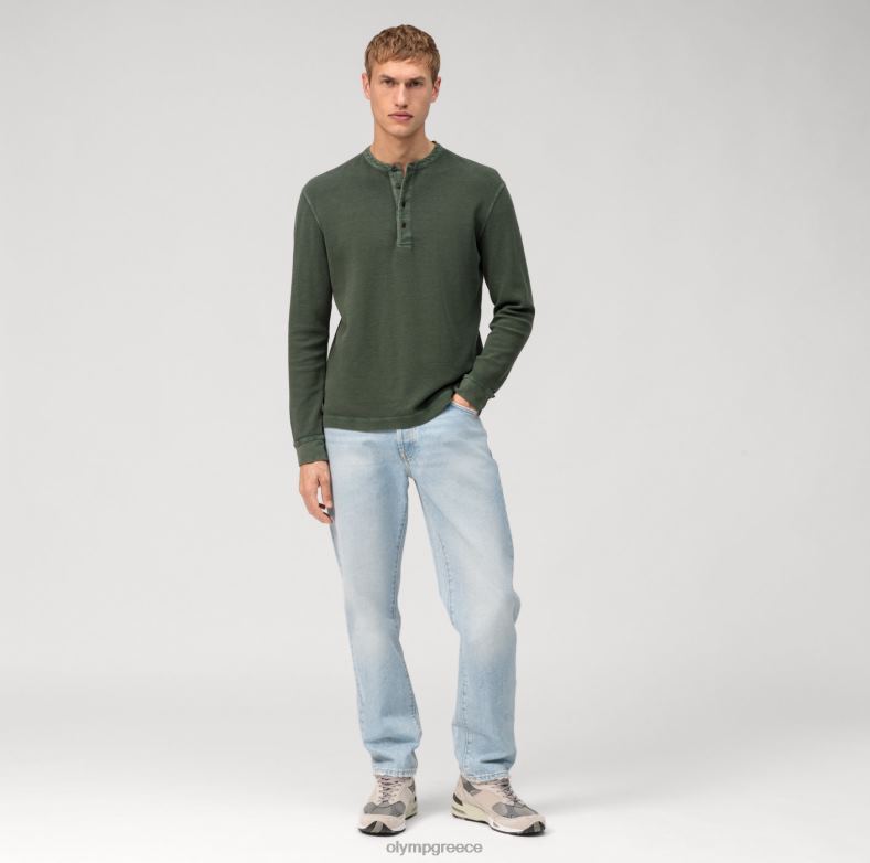 OLYMP casual ζέρσεϊ μακρυμάνικο πόλο, γκρι πράσινο H240R2115 είδη ένδυσης