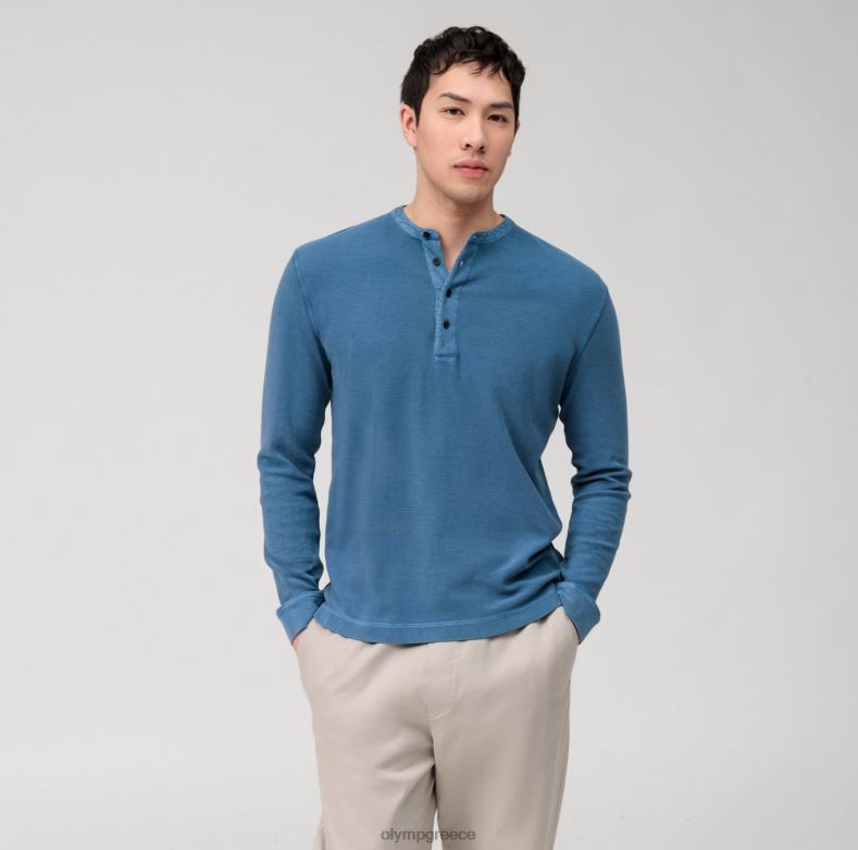 OLYMP casual ζέρσεϊ μακρυμάνικο πόλο, μπλε καπνού H240R2129 είδη ένδυσης