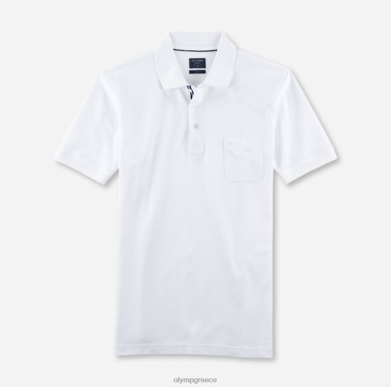 OLYMP casual μοντέρνα εφαρμογή, πόλο, λευκό H240R2169 είδη ένδυσης