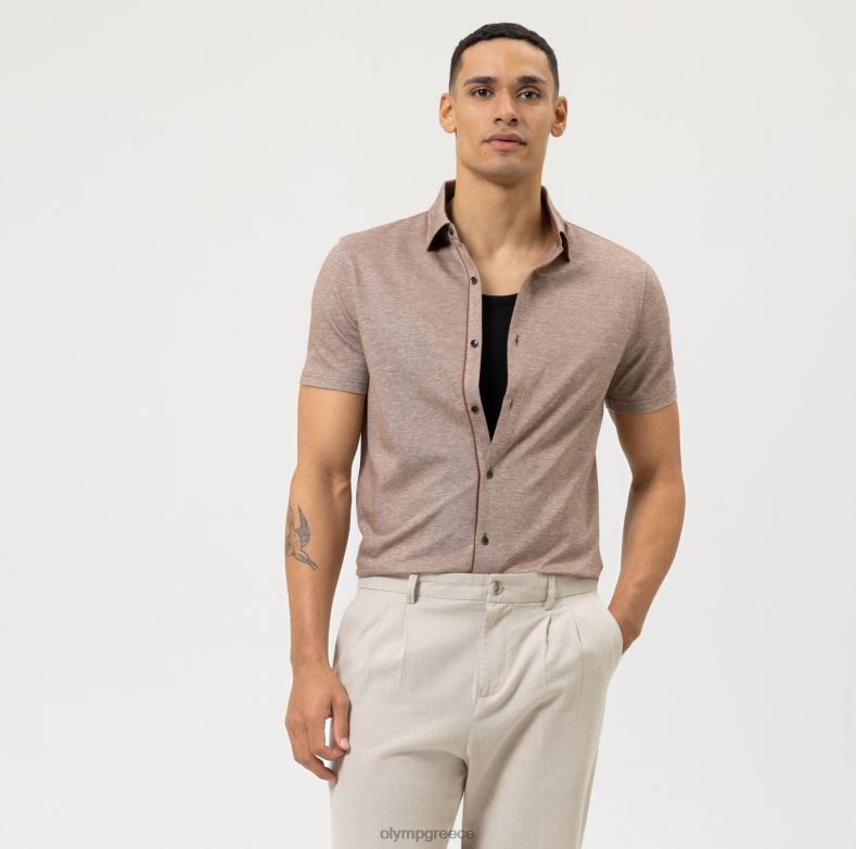 OLYMP Επίπεδο πέντε casual body fit, πόλο, καφέ H240R2144 είδη ένδυσης