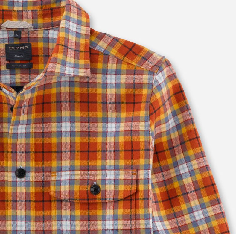 OLYMP casual overshirt, casual πουκάμισο, kent, πορτοκαλί H240R1969 είδη ένδυσης