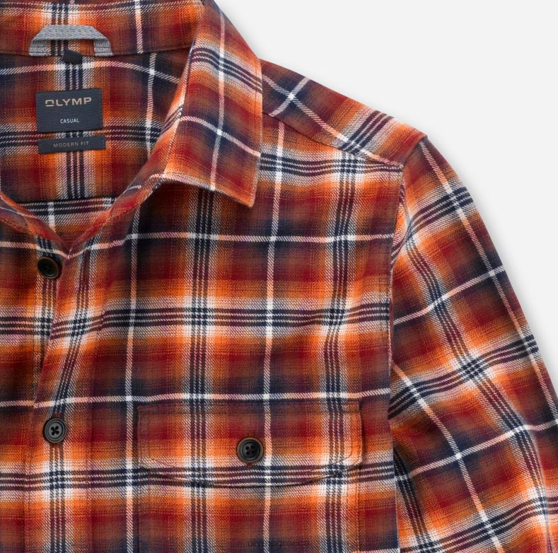 OLYMP casual overshirt, casual πουκάμισο, kent, caramel H240R1987 είδη ένδυσης