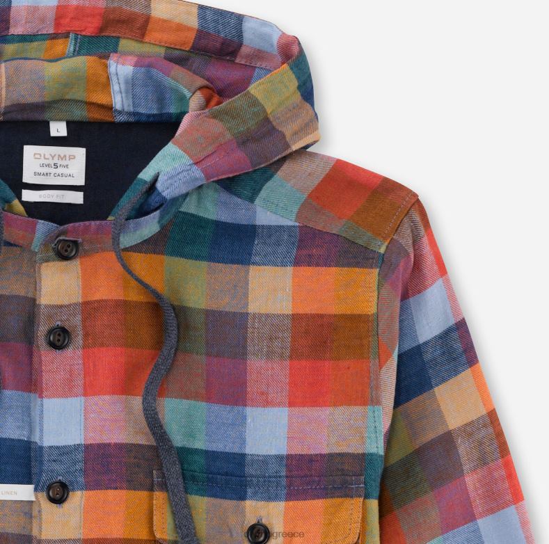 OLYMP Επίπεδο πέντε smart casual παντελόνι, casual πουκάμισο, όρθιος γιακάς, κόκκινο H240R1981 είδη ένδυσης