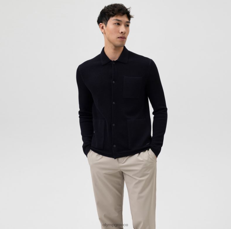 OLYMP Επίπεδο πέντε πλεκτό σώμα, σακάκι πόλο γιακά, θαλάσσιο H240R1944 είδη ένδυσης