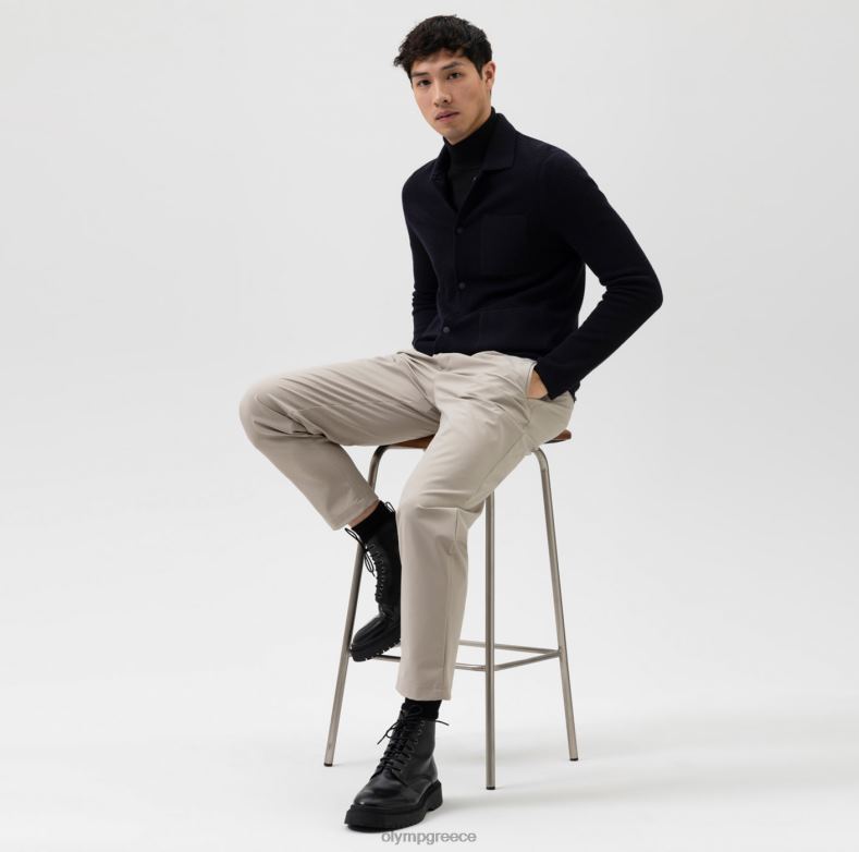 OLYMP Επίπεδο πέντε πλεκτό σώμα, σακάκι πόλο γιακά, θαλάσσιο H240R1944 είδη ένδυσης